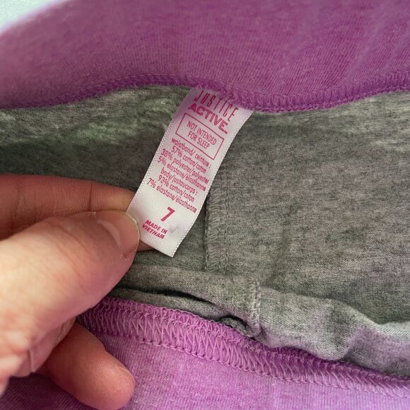 Justice Active Girls Size 7 Gray Softball Leggings With Purple Waistband - Picture 5 of 6